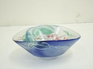 葡萄絵沓形ガラス茶碗